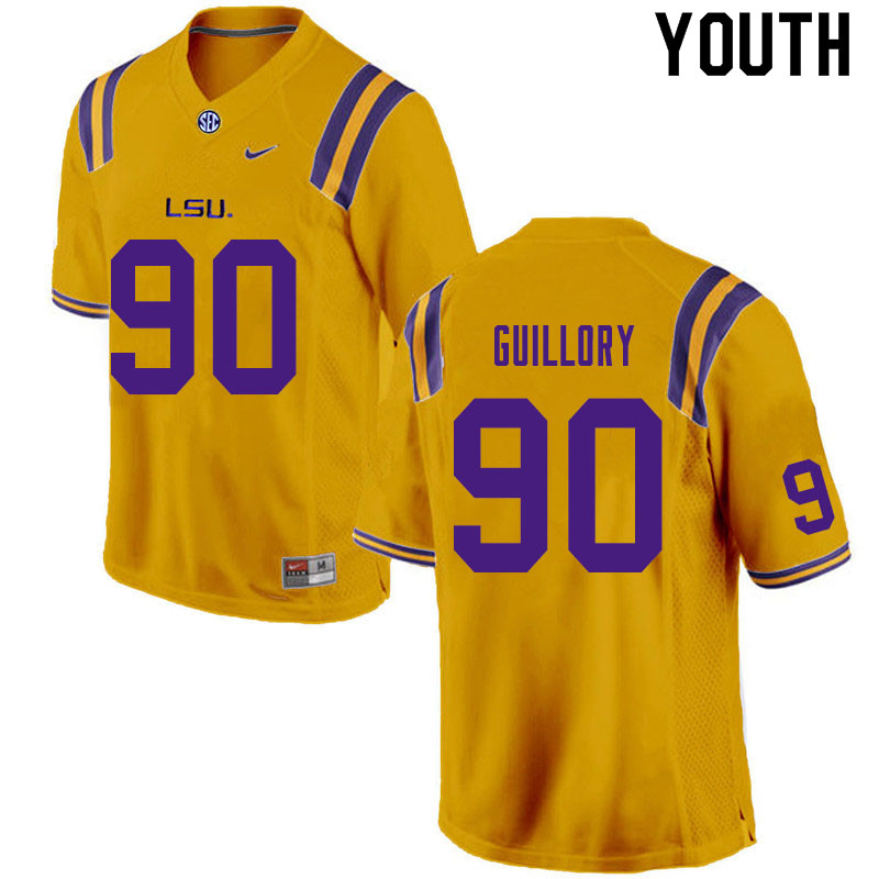 Youth #90 Jacobian Guillory LSU Tigers College Football Jerseys Sale-Gold